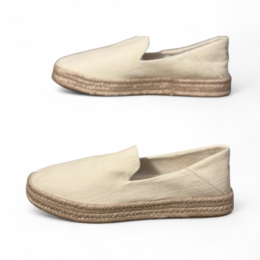 TOMS Carolina Platform Espadrille Slip-On Shoes Neutral Beige Canvas Size 8 - Picture 2 of 6